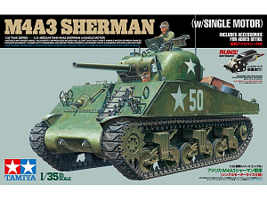 Сборная модель 1/35 Танк M4A3 SHERMAN (+моторчик с редуктором) (Tamiya)