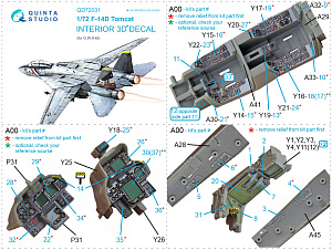 3D Декаль интерьера кабины F-14D (GWH)
