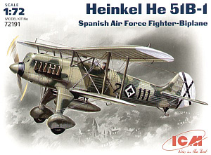 Сборная модель 1/72 He-51 B-1 Spanish fighter-biplane (ICM)