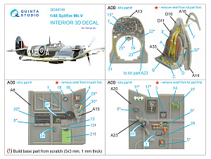 3D Декаль интерьера  Spitfire Mk.V (Tamiya)