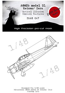 Mitsubishi A6M2b Control Surfaces 3D/optical illusion paint mask for control surfaces (Academy)