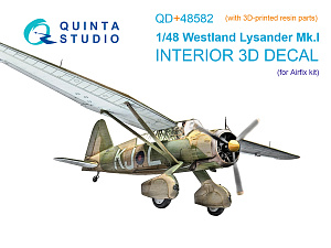 3D Декаль интерьера кабины Westland Lysander Mk.I (Airfix) (с 3D-печатными деталями)