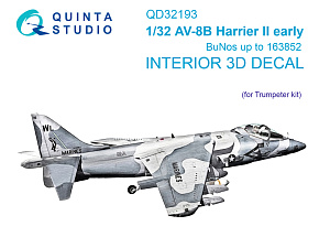 3D Декаль интерьера кабины AV-8B Harrier II ранний (Trumpeter)