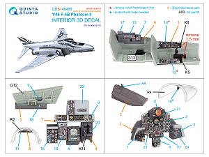 3D Декаль интерьера для F-4B Phantom II (Academy) (малая версия) (с 3D-печатными деталями)