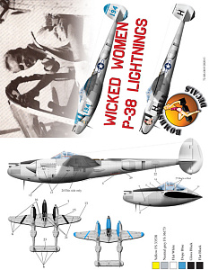 Декаль 1/72 Lockheed P-38J Lightnings Wicked Women P-38 Lightnings (Bombshell)