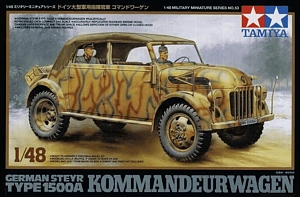 Сборная модель 1/48 Немецкий штабной автомобиль Kommandeurwagen Steyr Type 1500A с 2 фигур. (Tamiya)