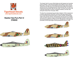 Декаль 1/72 Hawker Sea Fury FB.11 Part 2 Iraq, Cuba, Canada  (Tigerhead Decals)