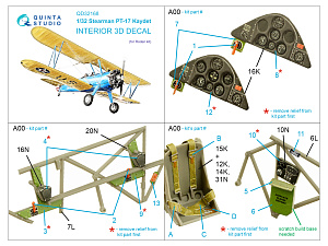 3D Декаль интерьера кабины Pt-17 Kaydet (Roden)