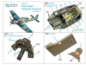 3D Декаль интерьера кабины Fw 190A-3 (Hasegawa)