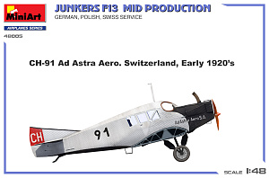Сборная модель 1/48 Junkers F13 Mid Prod. (German, Polish, Swiss) (MiniArt)