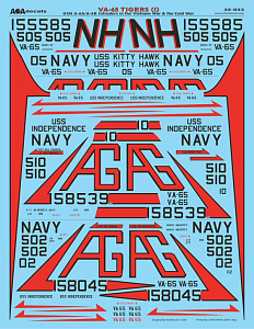 Декаль 1/32 VA-65 TIGERS (1) USN Grumman A-6A/A-6E Intruders in the Vietnam War  (AOA Decals)