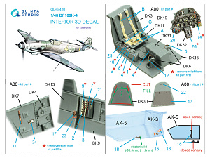 3D Декаль интерьера кабины Bf 109K-4 (Eduard)