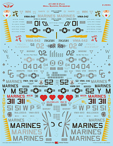 Декаль 1/32 McDonnell-Douglas AV-8B Harrier II Plus "Hell Raising Harriers" (Flying Leathernecks)