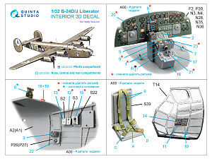3D Декаль интерьера кабины B-24D/B-24J Liberator: отсек пилотов (Hobby Boss)