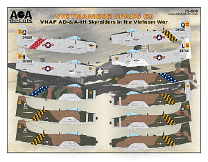 Декаль 1/72 VIETNAMESE SPADS (2) VNAF Douglas AD-6/A-1H Skyraiders in the Vietnam War  (AOA Decals)