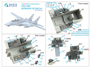 3D Декаль интерьера кабины F-14D (Trumpeter) (малая версия)