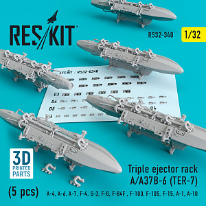 Дополнения из смолы 1/32 Тройная пусковая установка A/A37B-6 (TER-7) (5 шт.) (Reskit)