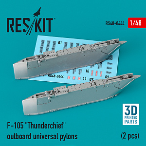 Дополнения из смолы 1/48 Republic F-105D/F-105G Thunderchief outboard AGM-12 & AGM-45 pylon (ResKit)