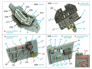 3D Декаль интерьера кабины P-40E War Hawk (Trumpeter)