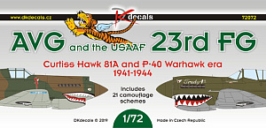 Декаль 1/72 AVG/23rd FG (Curtiss Hawk 81A and P-40 Warhawk era 1941-44) (DK Decals)