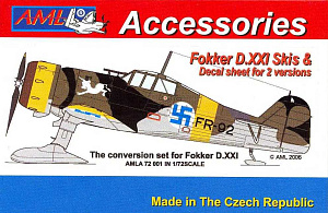 Декаль 1/72 Fokker D.XXI Finnish decal with resin parts (AML)