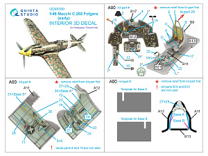 3D Декаль интерьера кабины Macchi C.202 Folgore ранний (Hasegawa/Eduard)