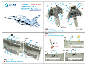 3D Декаль интерьера кабины F-16D block 50 (Kinetic 2022 tool) (Малая версия)