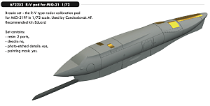 Дополнения из смолы 1/72 R-V pod for Mikoyan MiG-21 (для модели Eduard)