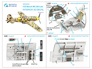 3D Декаль интерьера кабины Macchi MC.202 Folgore поздний (Italeri)