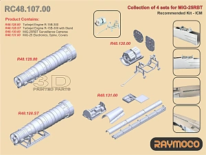 Дополнения из смолы 1/48 Коллекция из 4 наборов для МиГ-25 (Surveillance Cameras) (Raymoco)