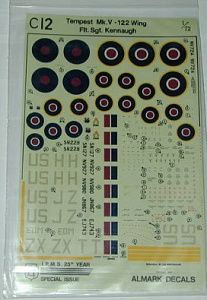 Декаль 1/72 Tempest Mk.V - 122 Wing Flt.Sgt,Kennaugh (Almark Decals)