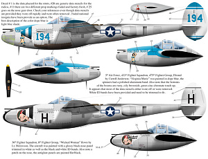 Декаль 1/72 Lockheed P-38J Lightnings Wicked Women P-38 Lightnings (Bombshell)