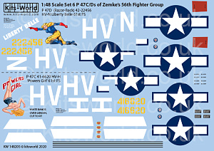 Декаль 1/48 Republic P-47D Thunderbolts razorbacks (Kits-World)