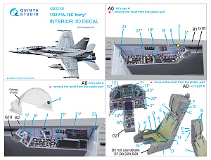 3D Декаль интерьера кабины F/A-18С Early (для модели Academy)