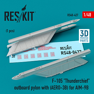 Дополнения из смолы 1/48 Republic F-105D/F-105G Thunderchief outboard pylon (AERO-3B) (ResKit)