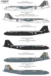 Декаль 1/72 BAC/EE Canberra B.2 (6) (Xtradecal)