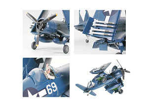 Сборная модель 1/48 Vought F4U-1D Corsair и аэродромный тягач (Tamiya)