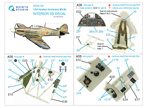 3D Декаль интерьера кабины Hawker Hurricane Mk.IIb (Revell)