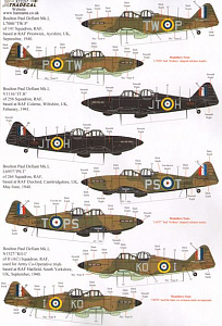 Декаль 1/72 Boulton-Paul Defiant Mk.Is (10) (Xtradecal)