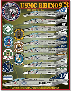 Декаль 1/48 USMC Rhinos part 3 with options for 8 McDonnell F-4Ns and 2 F-4J  (Furball Aero-Design)