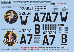 Декаль 1/32 Republic P-47D Thunderbolt 368th FG 395th FS (2) (Kits-World)