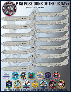 Декаль 1/72 Boeing P-8A Poseidons of the US Navy" features 14 options (Furball Aero-Design)