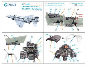 3D Декаль интерьера для F-4N Phantom II (Academy) (малая версия) (с 3D-печатными деталями)