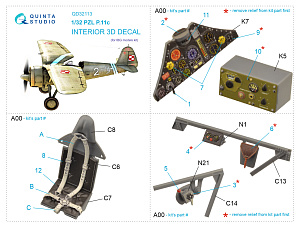 3D Декаль интерьера кабины PZL P.11c (IBG model)