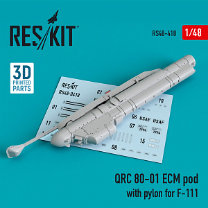 Дополнения из смолы 1/48 QRC 80-01 ECM pod with pylon for General-Dynamics F-111 (ResKit)