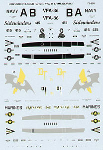 Декаль 1/72 McDonnell-Douglas F/A-18C / F/A-18D Hornets (2) (Microscale)