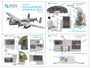 3D Декаль интерьера кабины Avro Lancaster B.II (Airfix)