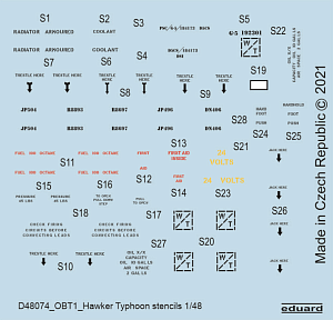 Декаль 1/48 Hawker Typhoon stencils (HAS)