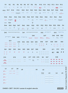 Декаль 1/48 Трафареты для вертолета Ми-24В на русском и английском языках (ZVE)