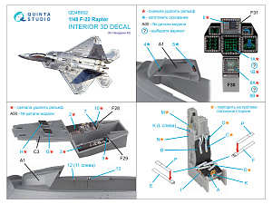 3D Декаль интерьера кабины F-22 Raptor (Hasegawa)